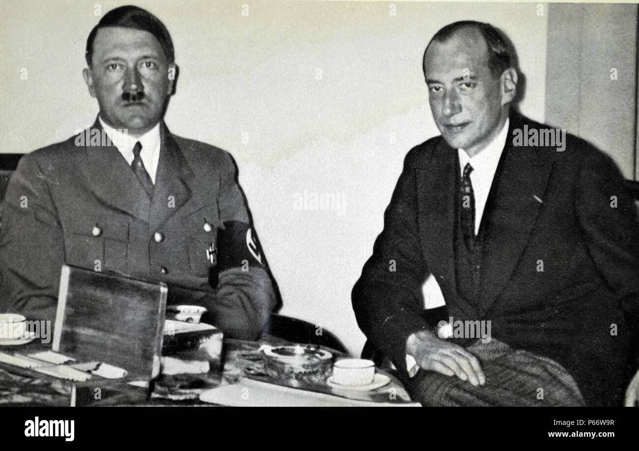 Adolf Hitler 1889-1945. German politician and Józef Beck (1894 – 1944) Polish foreign minister in the 1930s Stock Photo