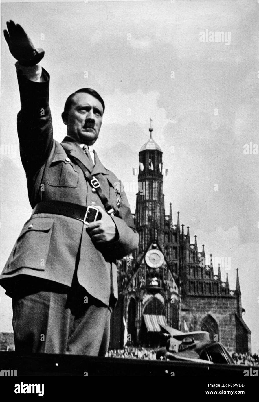 Adolf Hitler 1889-1945. German politician and the leader of the Nazi Party, at a Rally in the early years 1923 Stock Photo