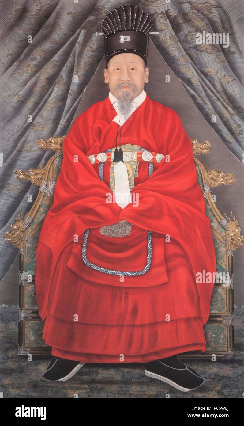 Gojong the Emperor Gwangmu 1852 – 21 January 1919) was the twenty-sixth king of the Korean Joseon Dynasty and the first emperor of the Korean Empire. Stock Photo