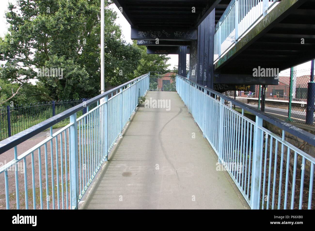 Access ramps to the overbridge at Marston Green station, Birmingham