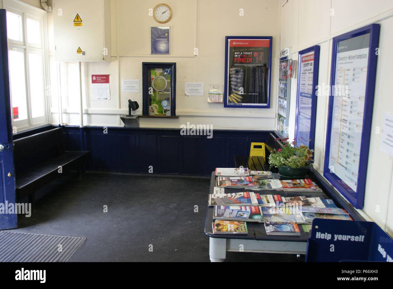 Booking hall and ticket window at Berkswell station, Warwickshire. 2007 Stock Photo