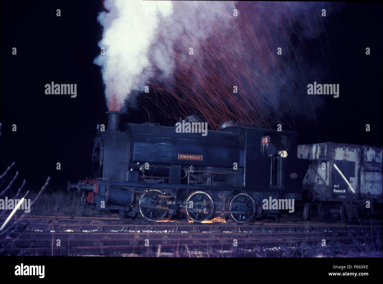 Cadley Hill Colliery on the Derbyshire coalfield showing their superb 16 Bagnall 0-6-0ST Empress. This engine was delivered new from Bagnall's Staffor Stock Photo