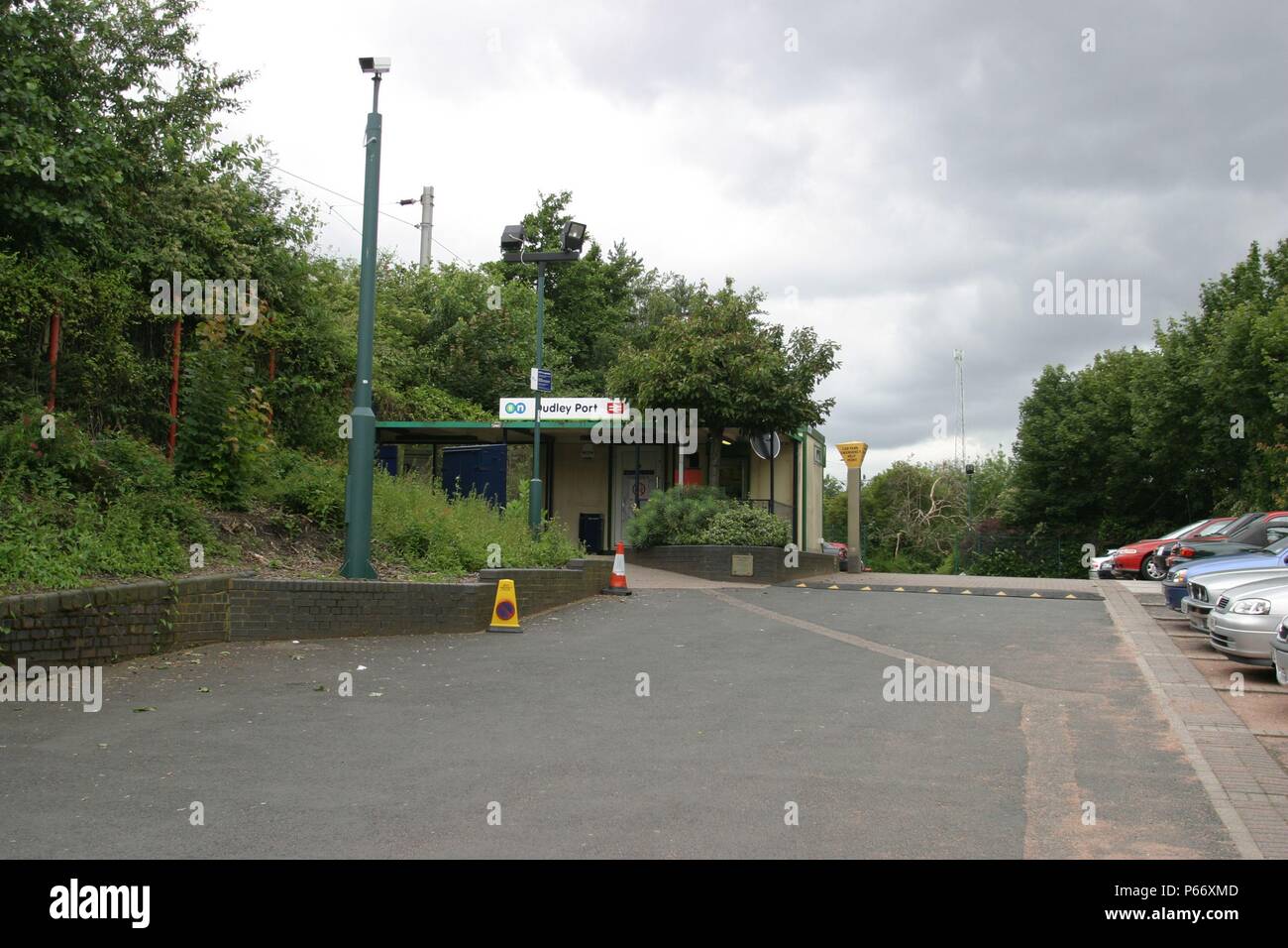 Car parking facilities at Dudley Port station, West Midlands, showing security cameras, help