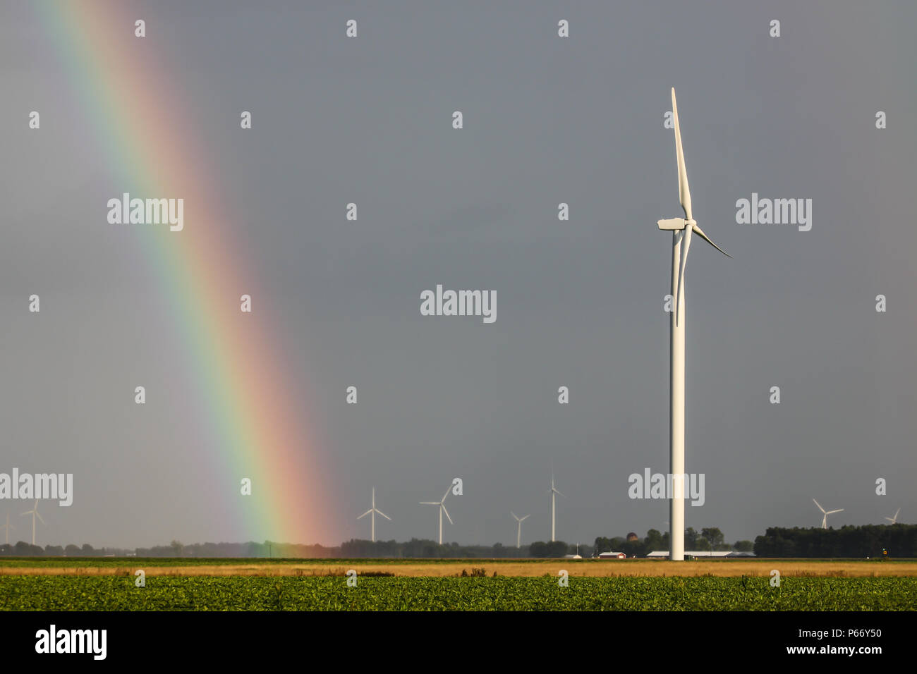 Windmills Rai Rai Windmills and a Rainbow Stock Photo - Alamy