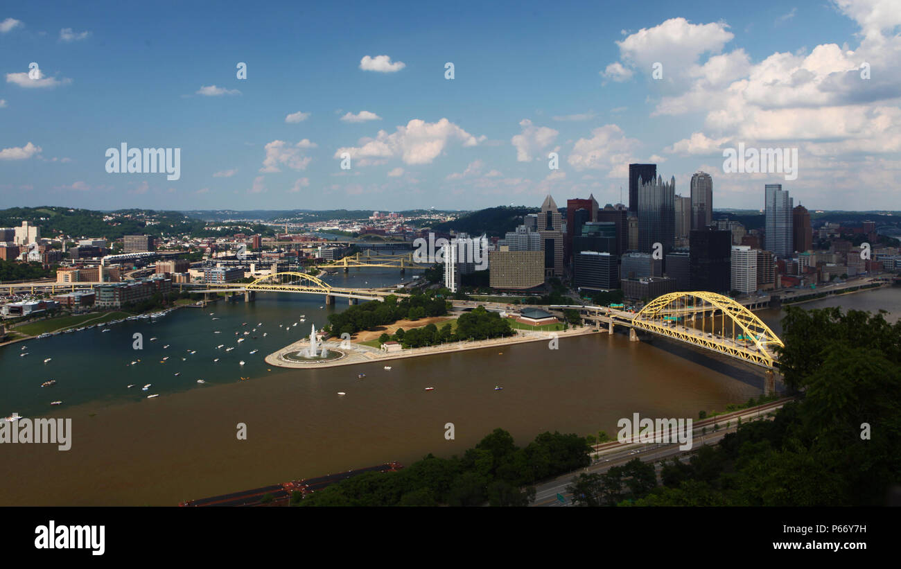 An aerial of the Pittsburgh, Pennsylvania downtown Stock Photo