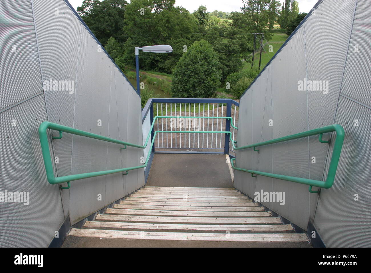 Pedestrian staircase access to Berkswell station, Warwickshire. 2007 Stock Photo