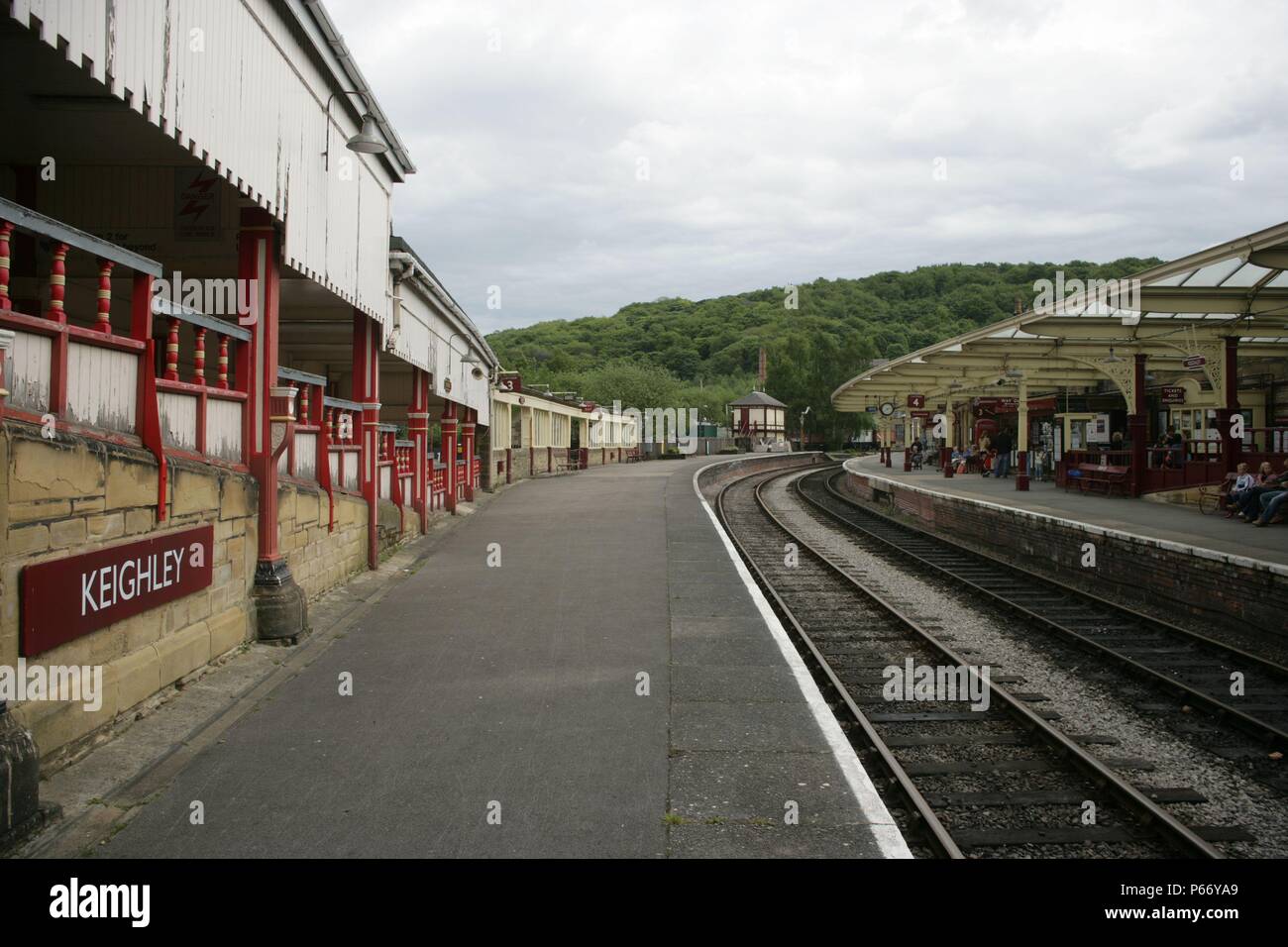 Platform and access ramp at the Keighley and Worth Valley Railway platforms at Keighley station, Yorkshire. 2007 Stock Photo
