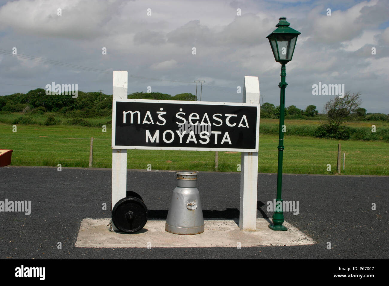 Sign at country station, Moyaster, Ireland. June 2004 Stock Photo