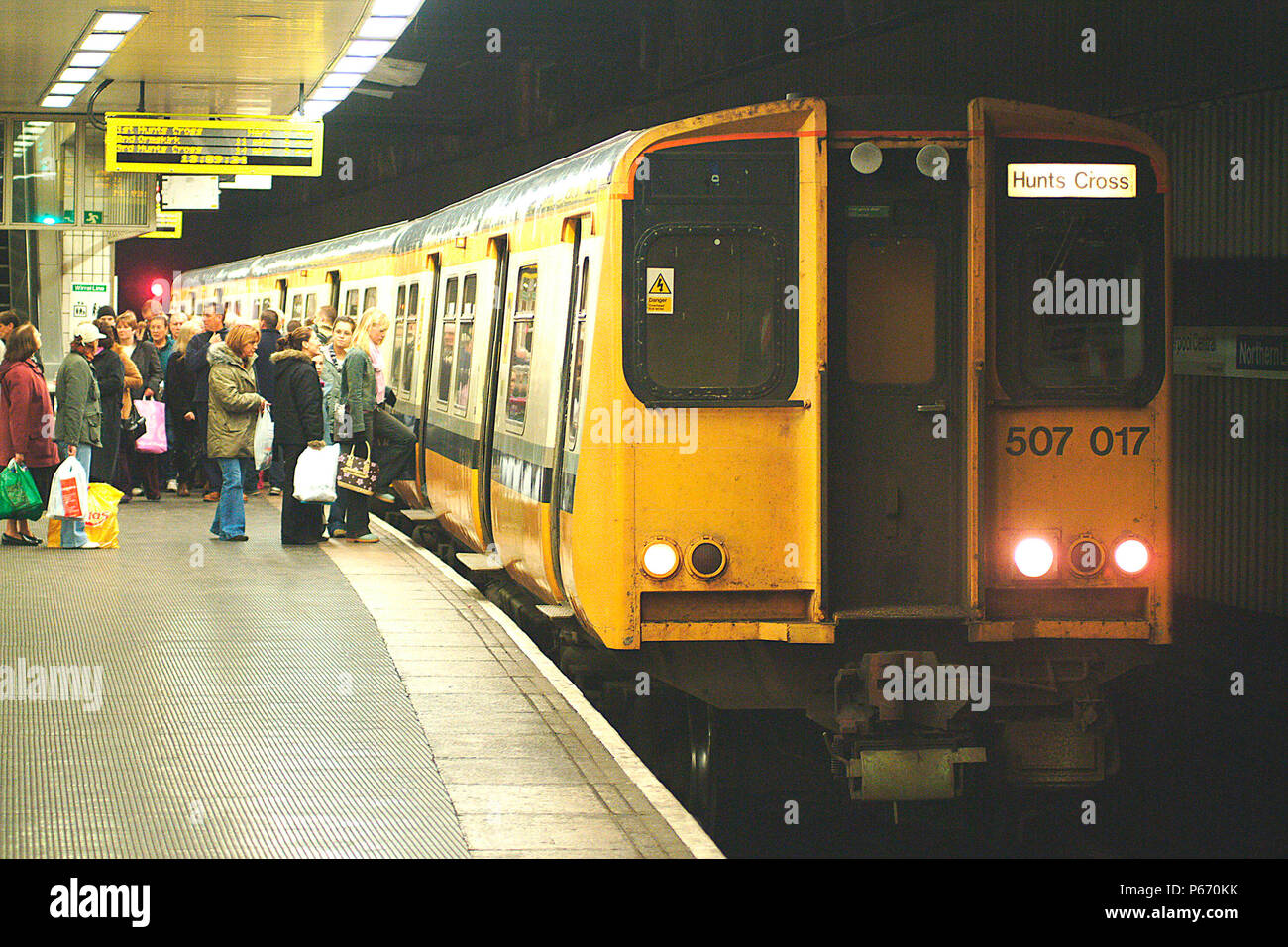 The Merseyrail electric services operate underground throughout the city centre with Liverpool Central, the main station, having only a turnback facil Stock Photo