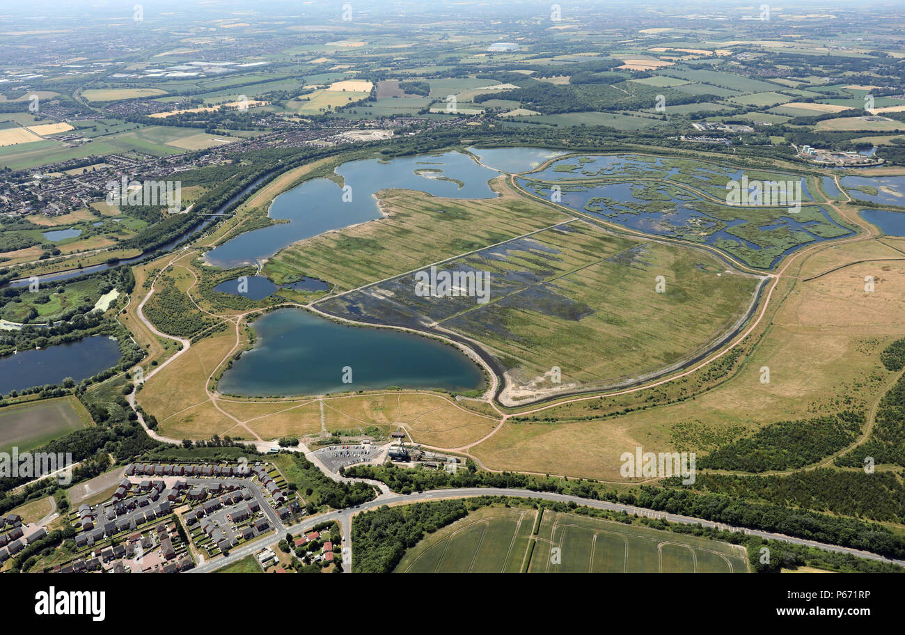 aerial view of RSPB St Aidan's Nature Park Stock Photo