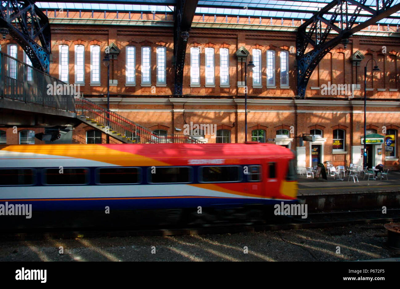 A South West Trains service at Bournemouth station 2004. Stock Photo