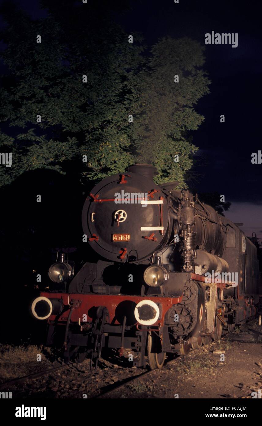 A Turkish Railways former British LMS Stanier 2-8-0 No. 45168 at Tansavli on Tuesday 23rd June 1987. The engine was built by North British of Glasgow  Stock Photo