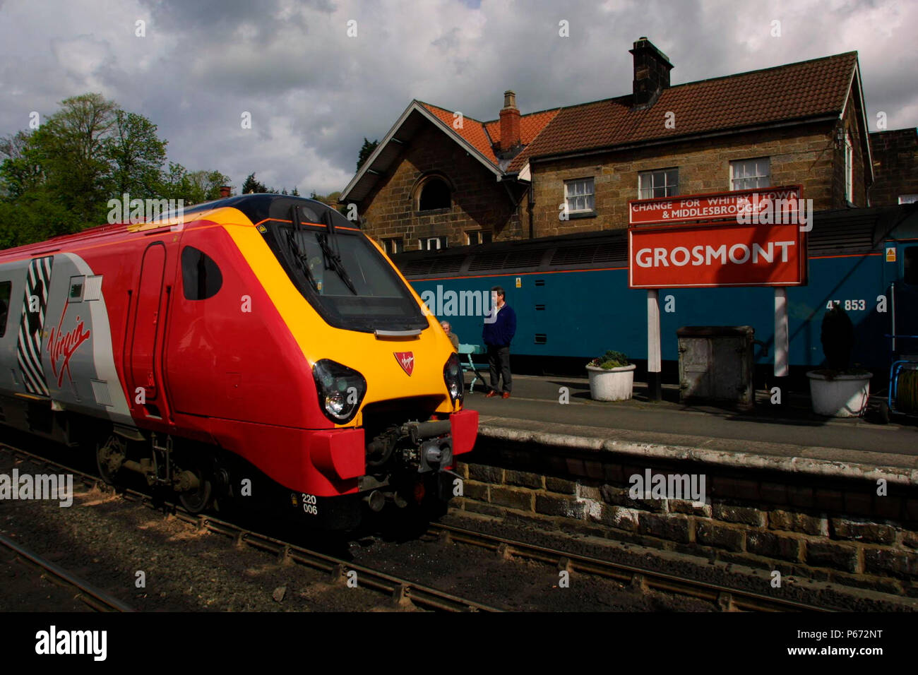 A Virgin Voyager is seen here at Grosmont Station during a diesel gala weekend. 2002. Stock Photo