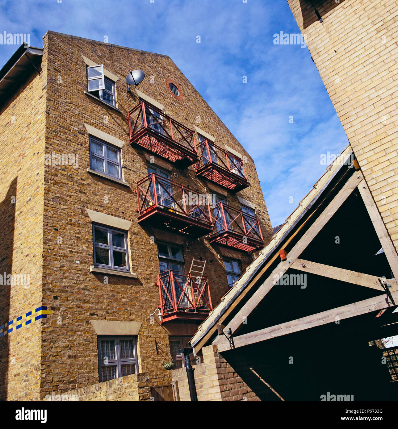 Detail of brick residential block in warehouse style Stock Photo