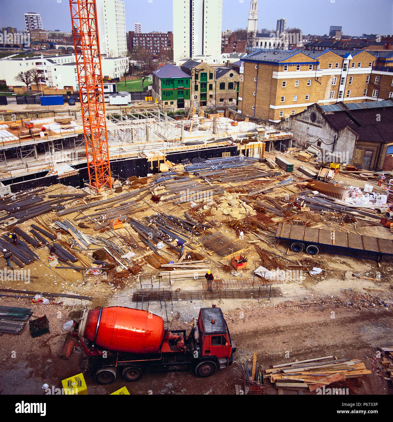 General aerial view on residential blockconstruction  East London Stock Photo