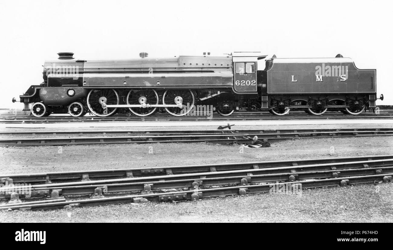 LMS Turbomotive 4-6-2 locomotive No.6202 as originally built. June 1935 Stock Photo