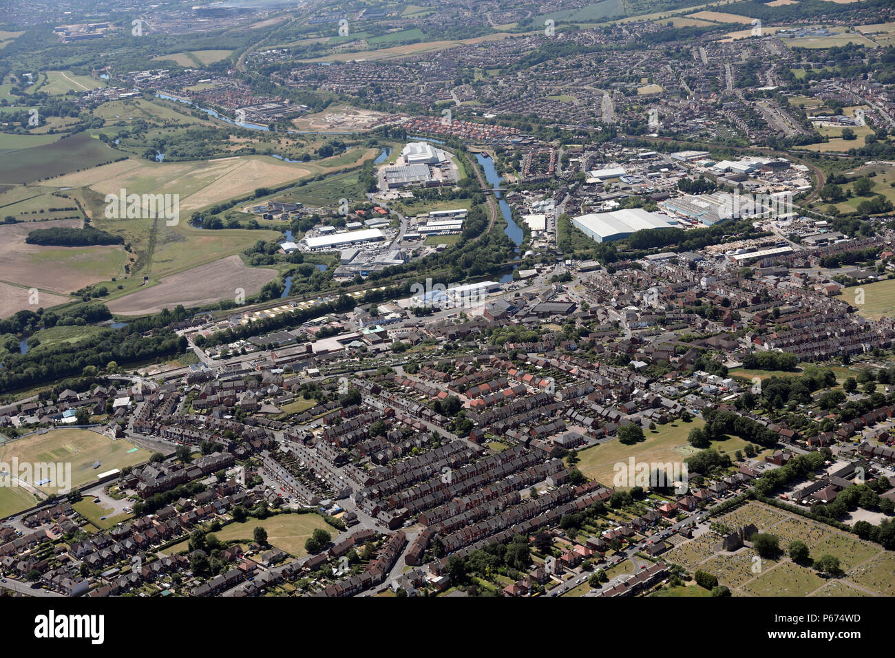 aerial view of Mexborough in the Metropolitan Borough of Doncaster Stock Photo