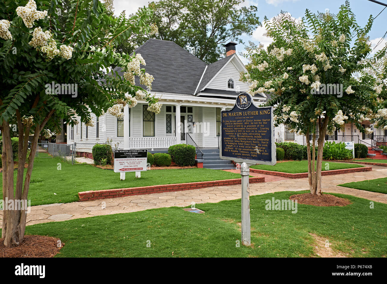 The home or house of Martin Luther King Jr noted civil rights leader in Montgomery Alabama, USA. Stock Photo