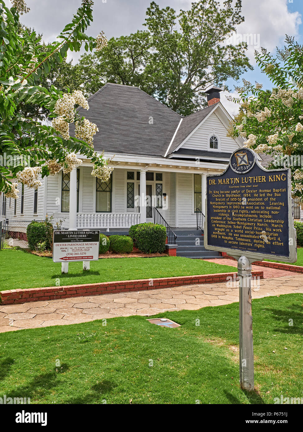 The home or house of Martin Luther King Jr noted civil rights leader in Montgomery Alabama, USA. Stock Photo