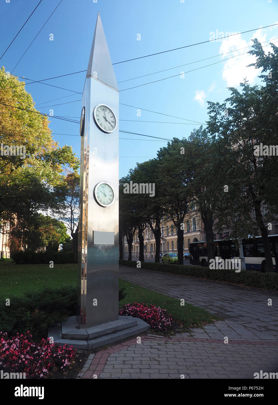 RIGA, LATVIA-SEPTEMBER 27: The Kobe Friendship Clock, a gift from Japan to Latvia is seen in Riga, Latvia, Europe on September 27, 2016. Stock Photo