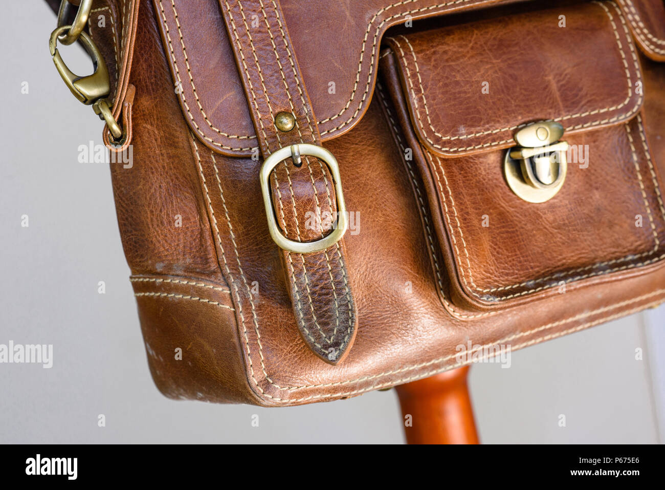 mold on old brown leather bag, fungus on leather bag Stock Photo Alamy