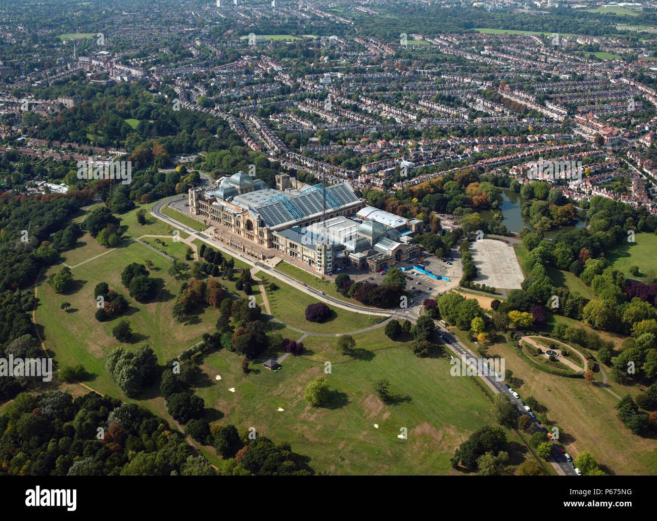 Aerial view of Alexandra Palace, London, UK Stock Photo Alamy