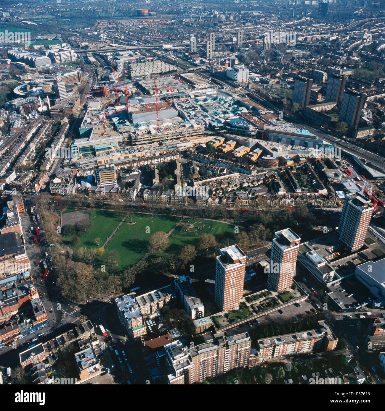 Aerial view of Westfield Shopping Centre, Shepherds Bush, London, UK Stock Photo
