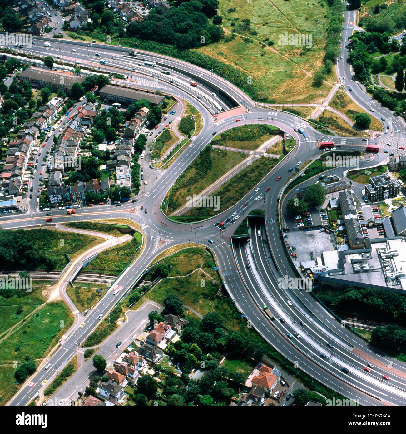Aerial Motorway Junction Roundabout Stock Photos & Aerial Motorway ...