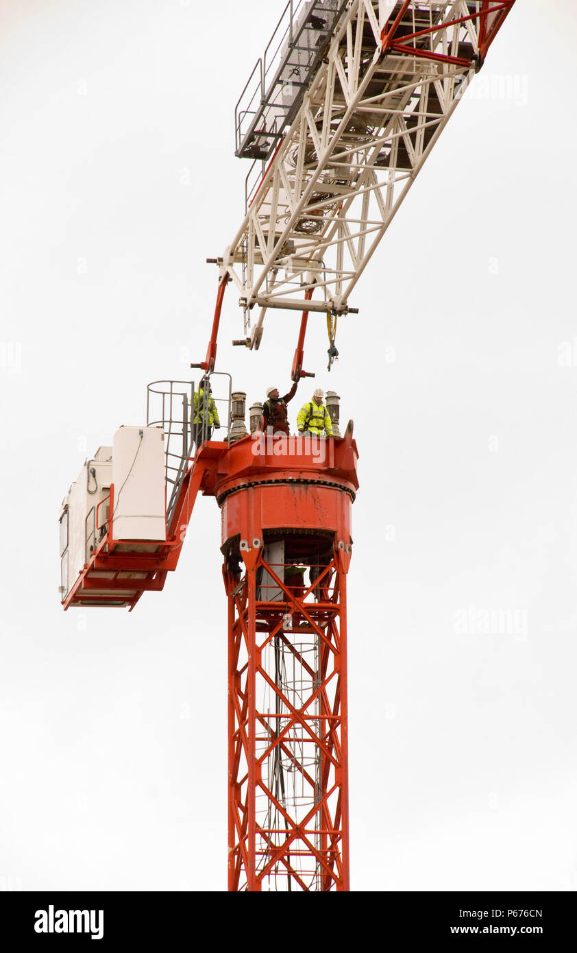 Dismantaling the tower crane Stock Photo