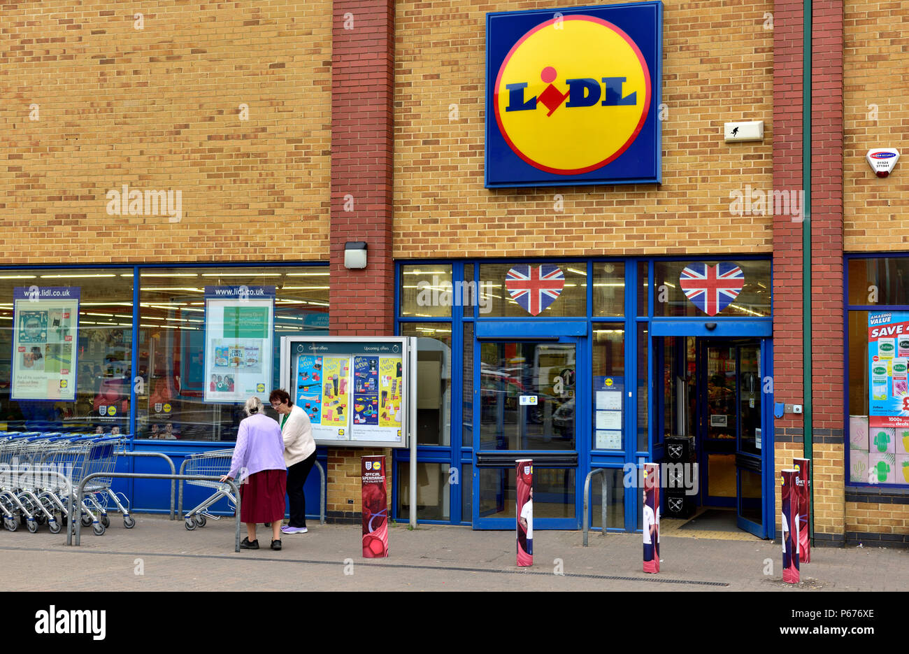 Outside LIDL store Stock Photo