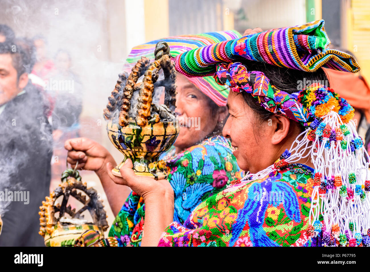 Parramos, Guatemala - December 29, 2016: Indigenous women in ceremonial