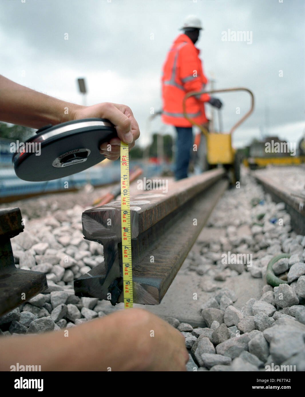 Rail Workers Laying Track Stock Photo Alamy