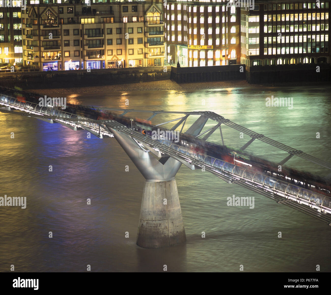 Millennium Bridge. London, United Kingdom. Designed by Norman Foster and Partners. Stock Photo