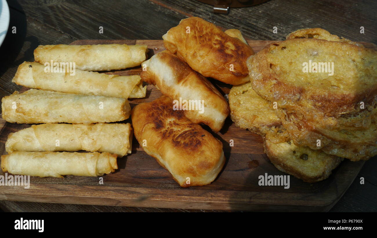 Part of a traditional Turkish breakfast served in Kayakoy near Fethiye, Turkey Stock Photo