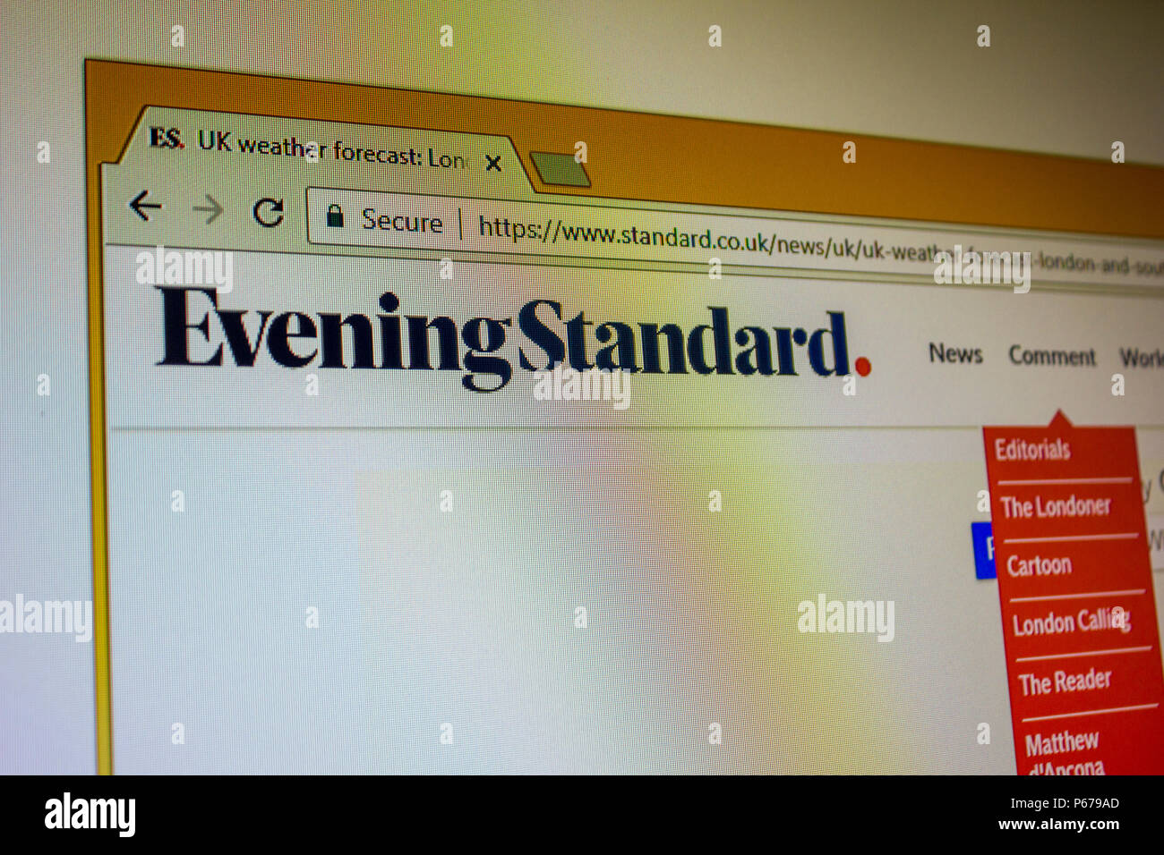 Website - London Evening Standard Stock Photo