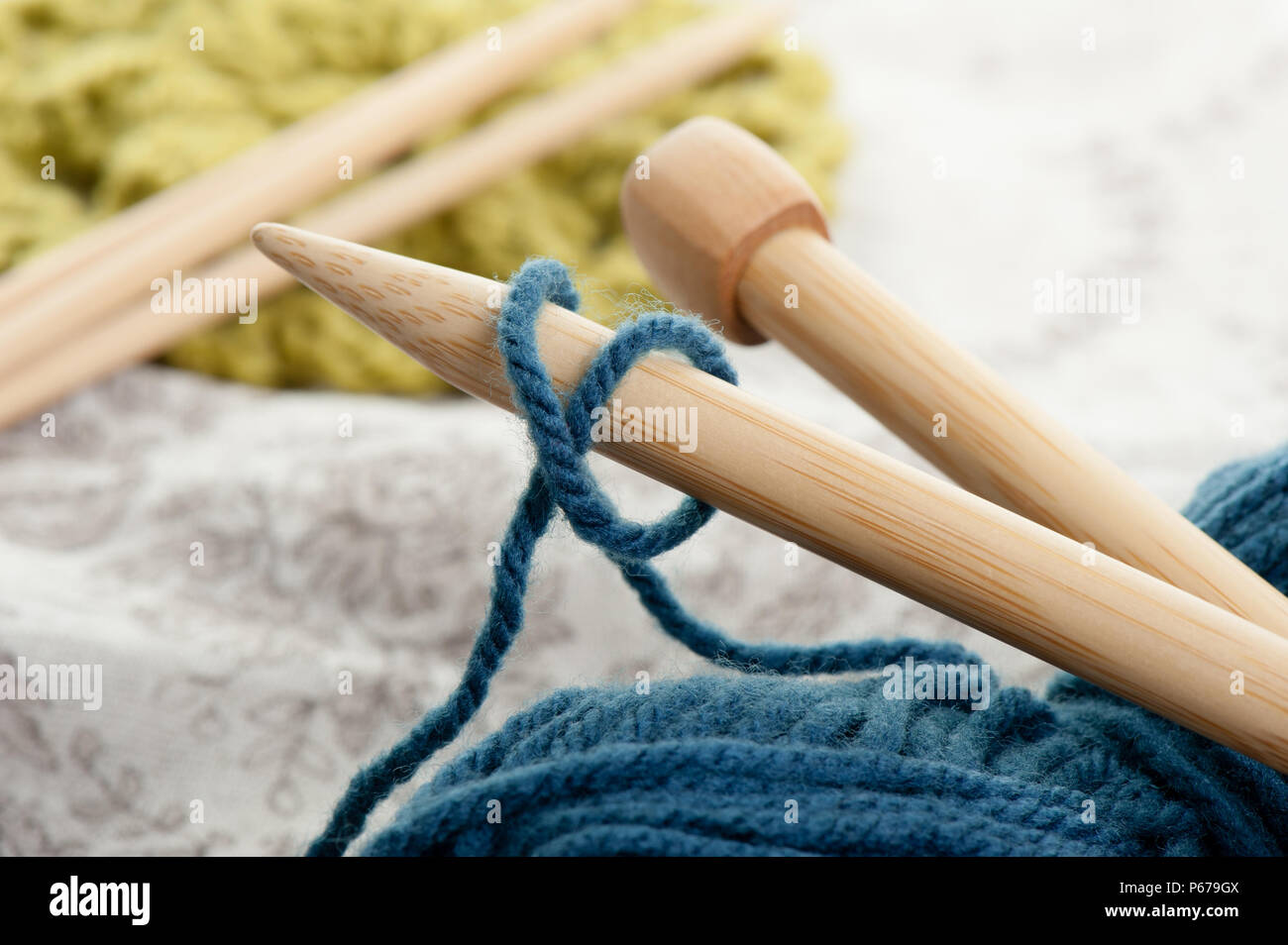 knitting wool and knitting needles, knitting equipment Stock Photo Alamy