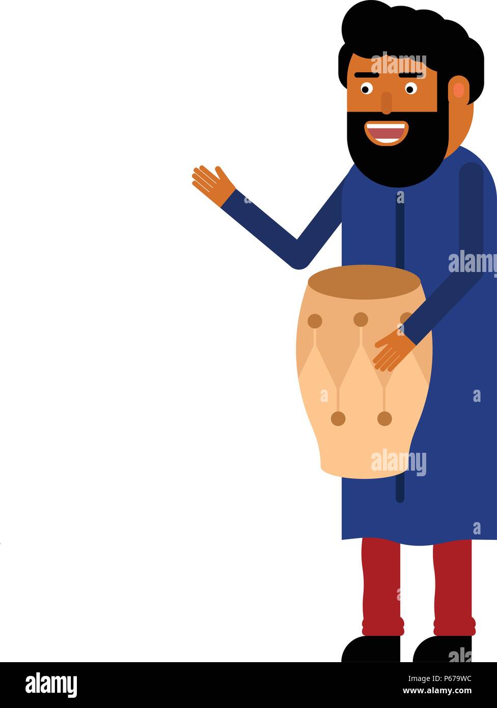 Indian man playing a musical instrument isolated on white background ...