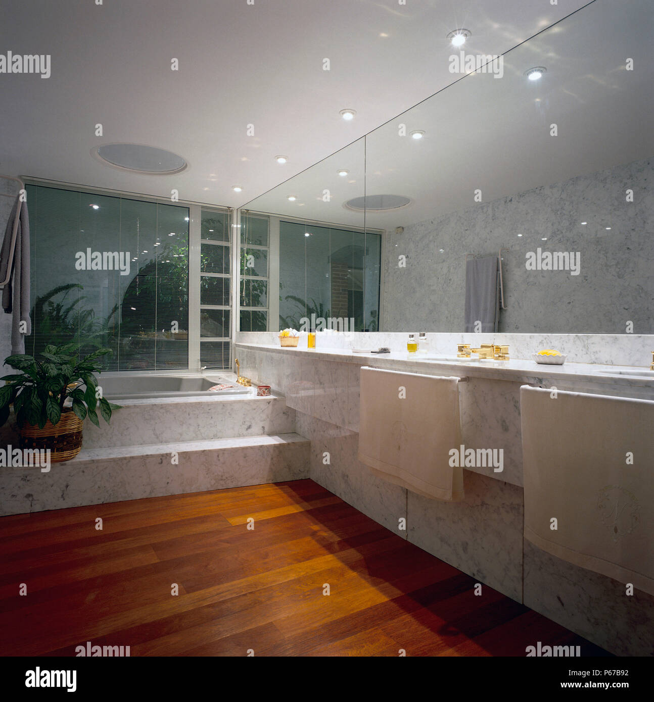 View of a length mirror in a spacious bathroom Stock Photo