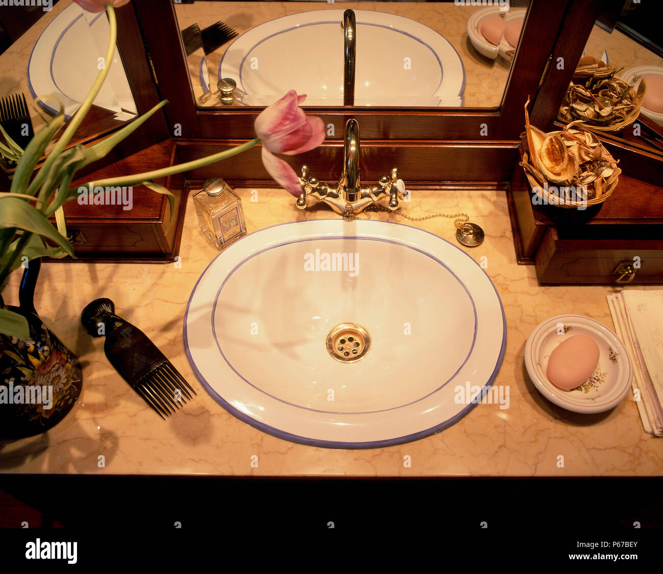 View of a neat sink Stock Photo