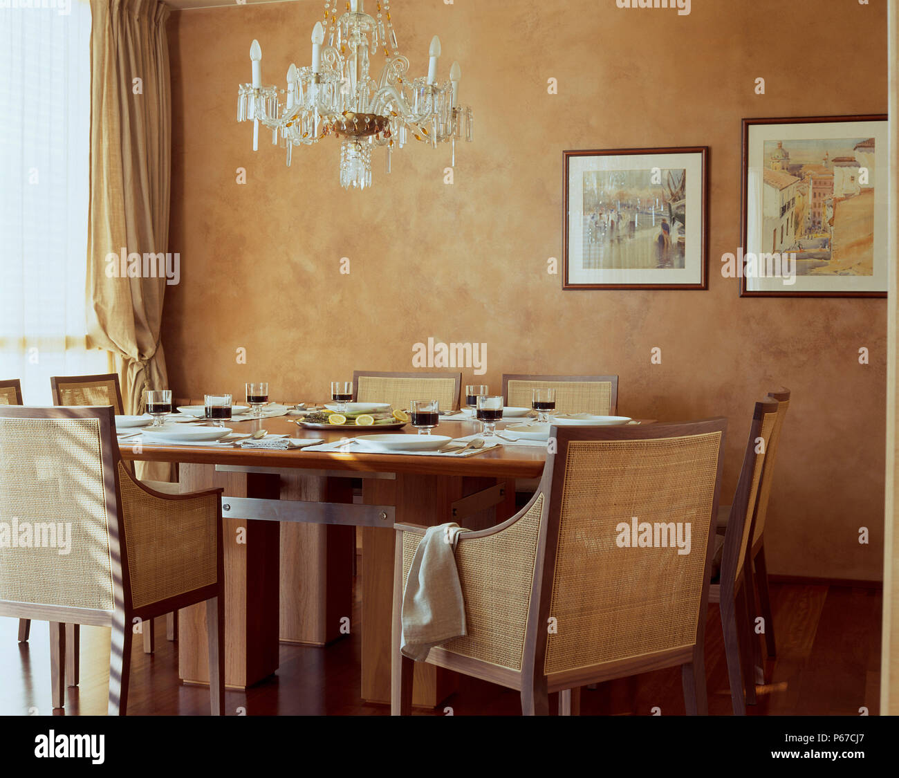 View of an elegant dining room Stock Photo