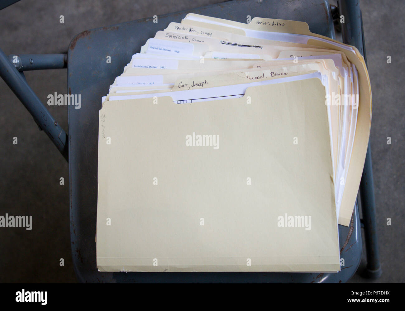 A Stack Of U S Army Reserve Soldiers Medical Folders Sits