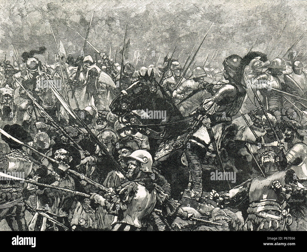 Last stand of Martin Schwartz and his German mercenaries,  died at Battle of Stoke Field, 16 June 1487, fighting for Lambert Simnel the Yorkist pretender to the English throne Stock Photo