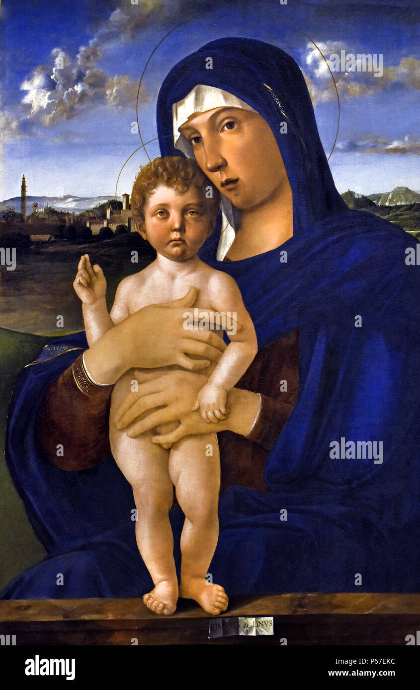 Madonna ( Madonna Contarini) is an oil painting by the Italian Renaissance master Giovanni Bellini, 1475-1480, Italy, Italian, Stock Photo