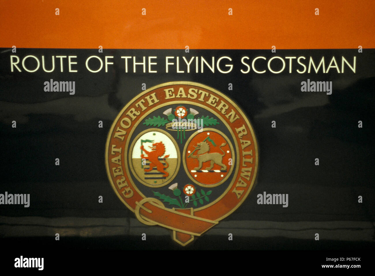 Crest of Great North Eastern Railway. January 1998 Stock Photo