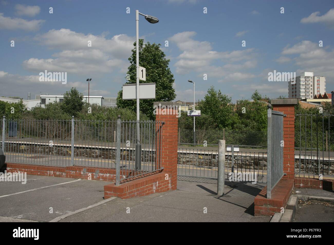 Entrance to the platform from the car park at Lawrence Hill station