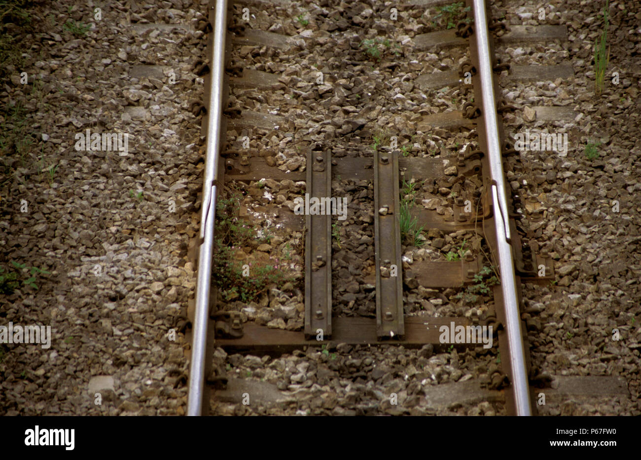 Expansion gap in railway track. C2003 Stock Photo Alamy