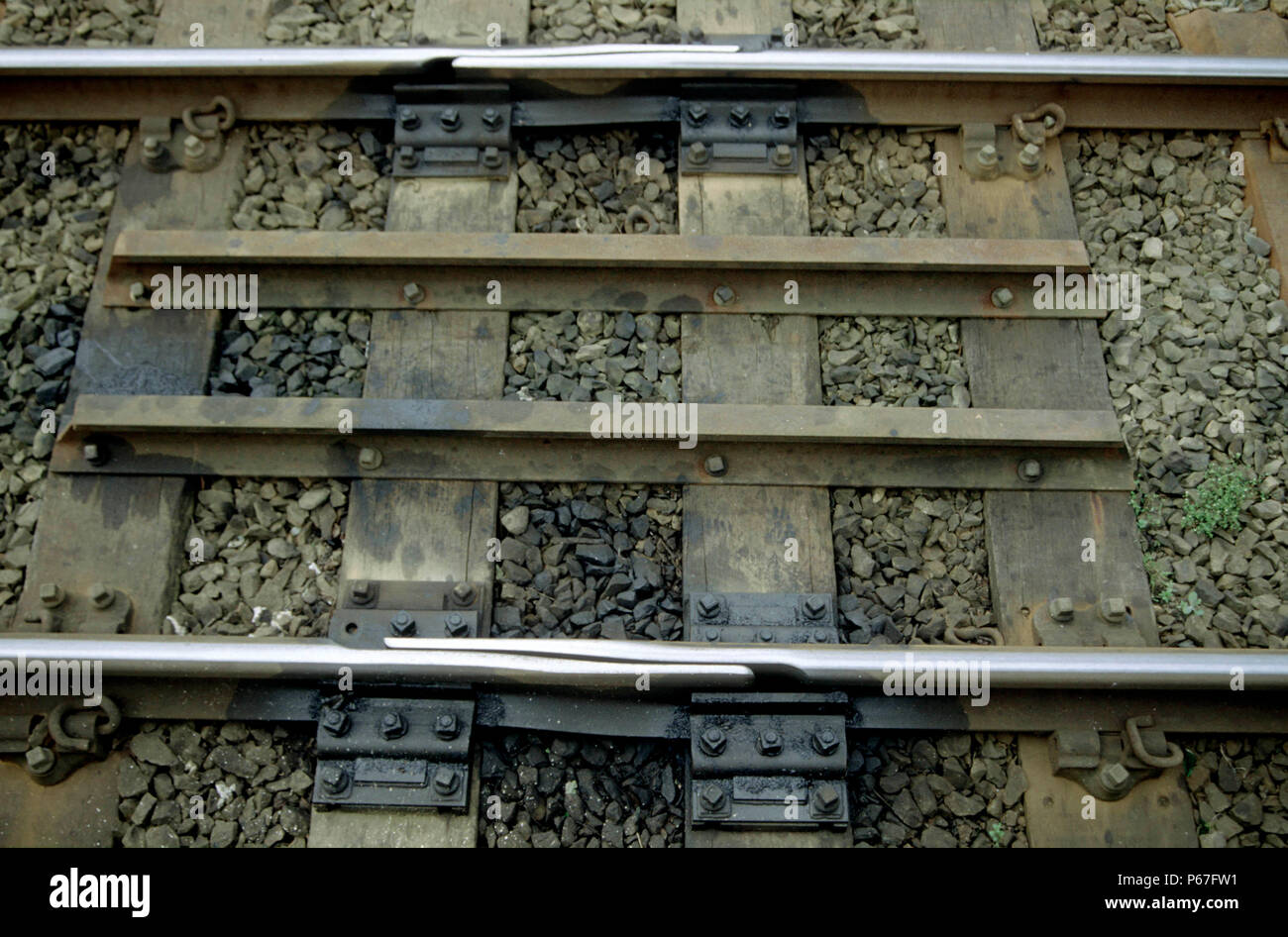 Expansion gap in railway tracks. C2000 Stock Photo Alamy