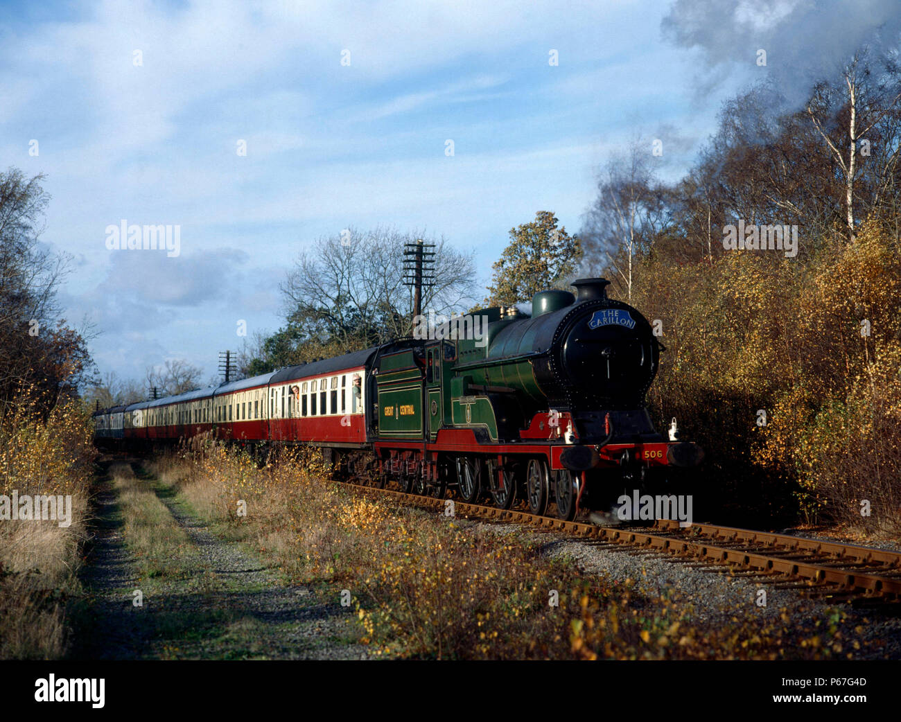 Great Central Railway. 506 Butler Hengerson approaches Rothley with the 13:00 ex Loughborogh. 18.11.1990. Stock Photo