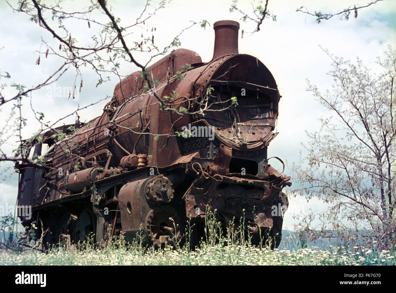 Haunted Locomotive The Wreck Of Tithorea Long Since Abandoned Following A Crash Many Years Previously Greek Railway S La Class 2 10 0 No 908 Built Stock Photo Alamy