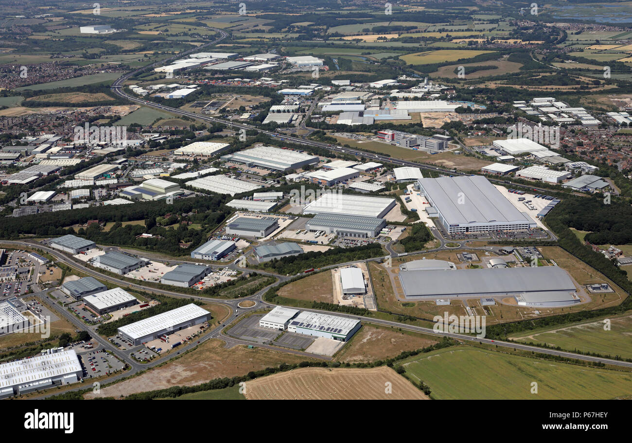 aerial view of Normanton Industrial Estate, West Yorkshire Stock Photo